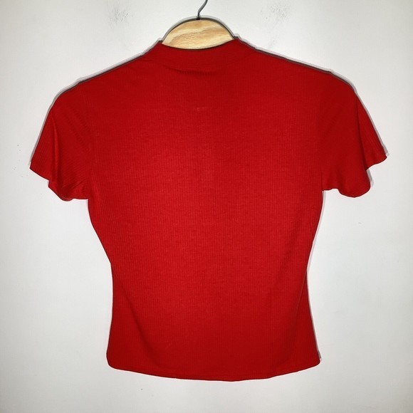 URRU Mens Ribbed‎ Textured Short Sleeve Polo Red Size Large - Picture 3 of 7